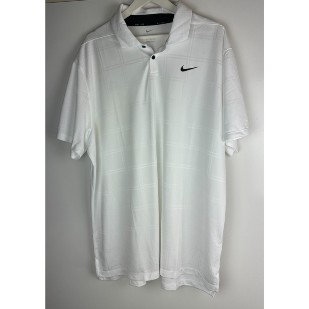 NWT Nike Men’s Dri-Fit Vapor Plaid Golf Polo White & Black DA2969-100 XXL 2XL - Picture 10 of 11
